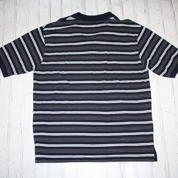 Men's Navy blue striped collared shirt by Basic Editions Size Medium - Picture 2 of 4